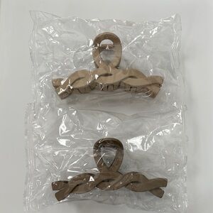 Beige Twisted Hair Claw Clips - Set of 2
